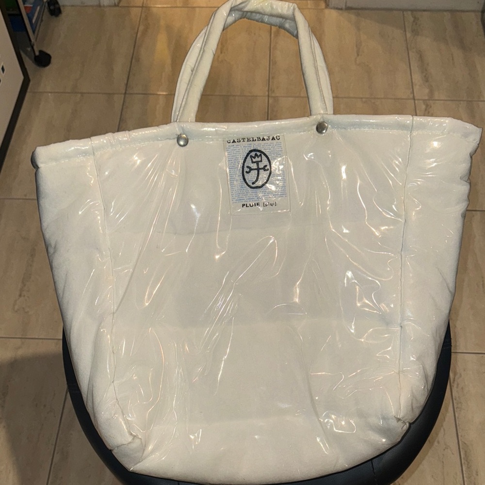 Vintage Jean Charles de Castelbajac Pluie Oversized White Plush Tote Bag